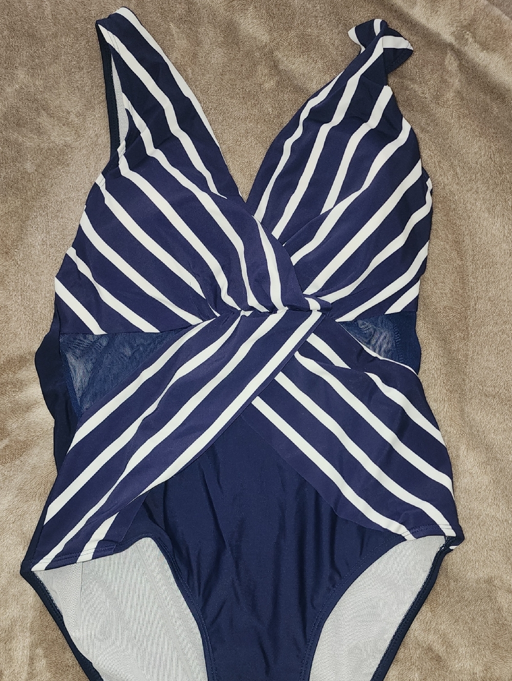 Navy & White Striped Women's One-Piece Swimsuit
